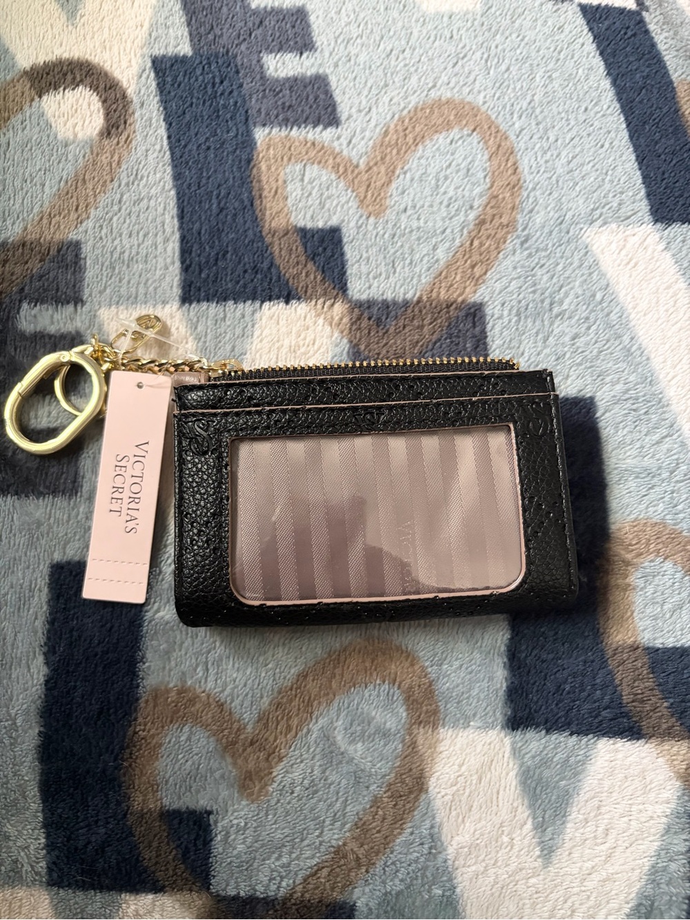 Victoria's Secret Black and Pink Cardholder Keyring